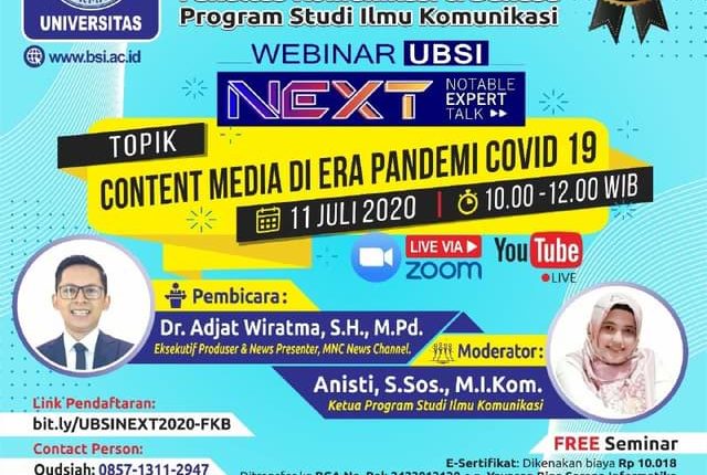 Prodi Ilkom di UBSI Siap Gelar Webinar Content Media – Wartawan