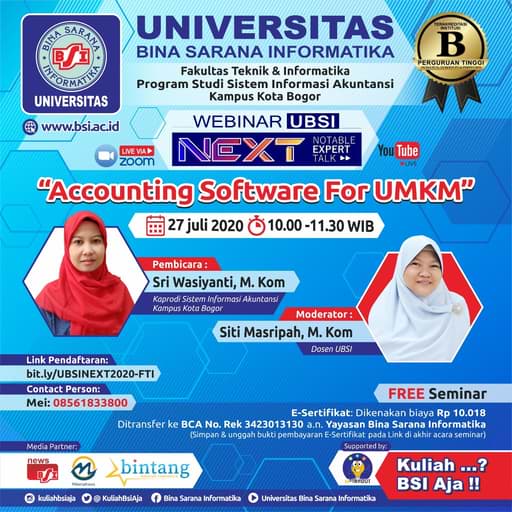 UBSI Bogor Program Studi Sistem Informasi Akuntansi Siap Menggelar Webinar Accounting - Wartawan