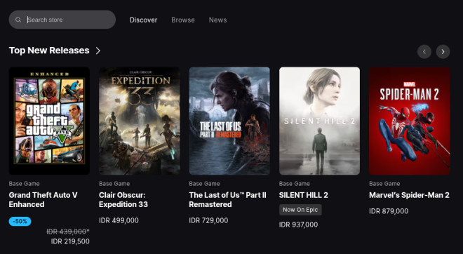 Epic Games Store (Dok/Website Epic)